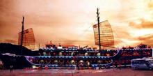 海洋长城号仿古船夜游三亚湾1