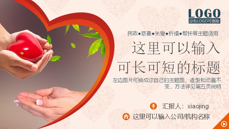 民政慈善社区关爱公益汇报动态PPT模板预览