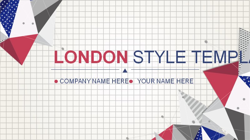 LONDON风格几何商务通用PPT模板 红蓝配色扁平化汇报预览