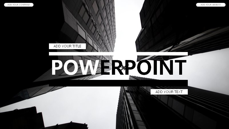 黑白城市建筑风企业宣传PPT模板（34页英文占位版式）预览