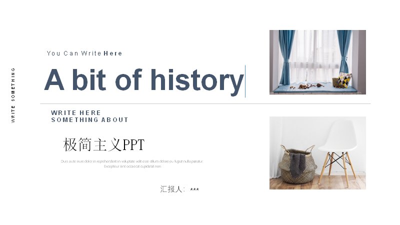 极简家装设计提案PPT模板（蓝灰留白+室内实景图文版式）预览