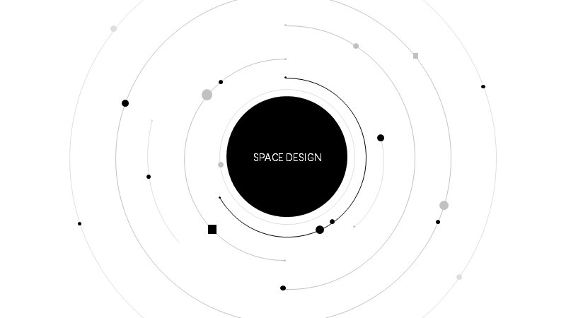 SPACE DESIGN黑白极简通用PPT模板（36页环形与信息图版式）预览