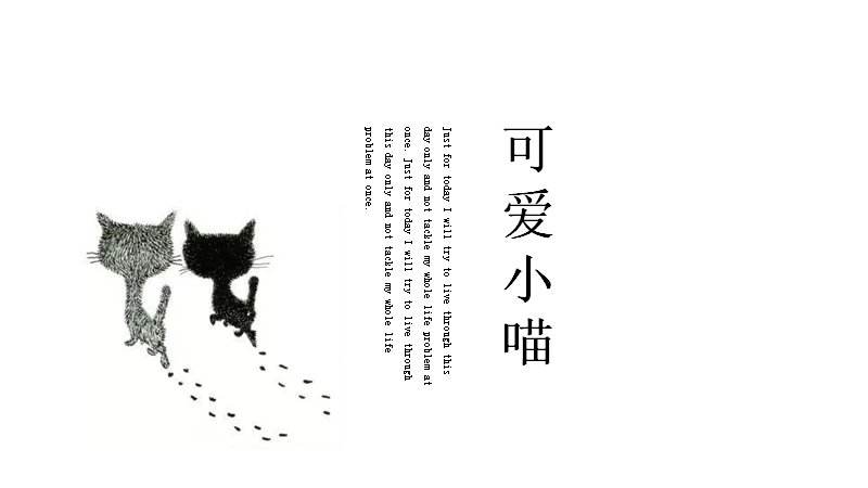 可爱小喵黑白线稿萌宠通用PPT模板（16页四章节版式）预览