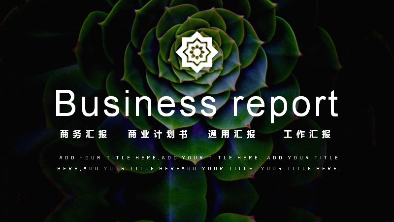 暗调绿植多肉商务汇报PPT模板（26页含项目运营版式）预览