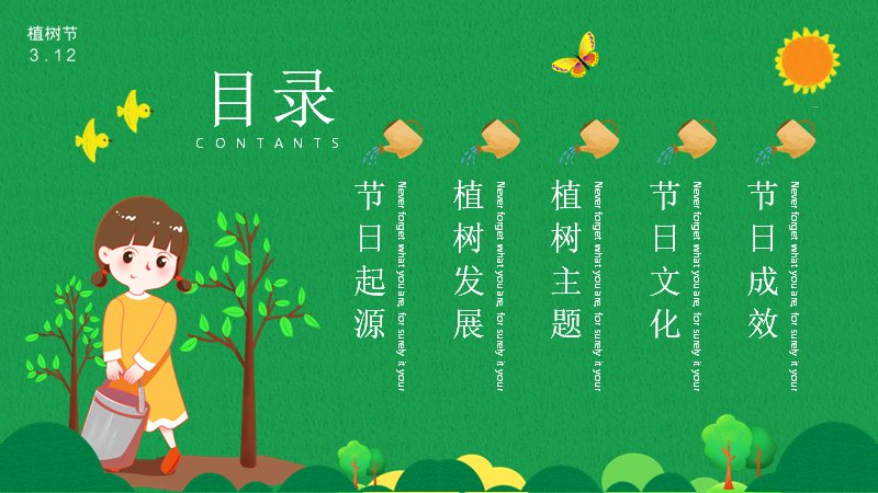 植树节主题知识宣传PPT模板22页绿色卡通风预览