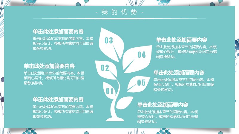 蓝绿花枝学生干部竞选与工作计划模板（11页）预览