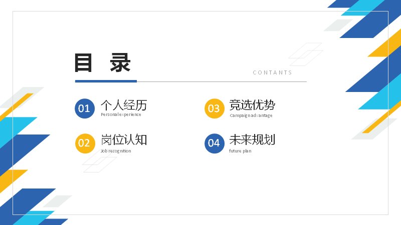 蓝黄撞色简约学生干部竞选模板（20页）预览