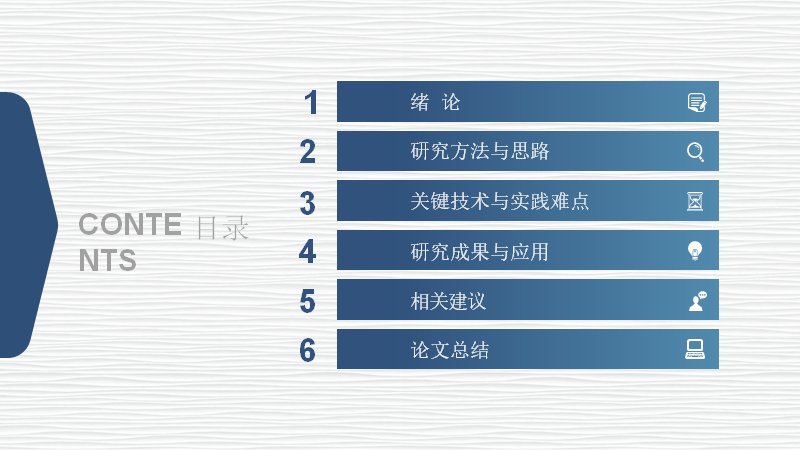 毕业论文答辩完整版模板（33页深蓝六部分学术框架）预览