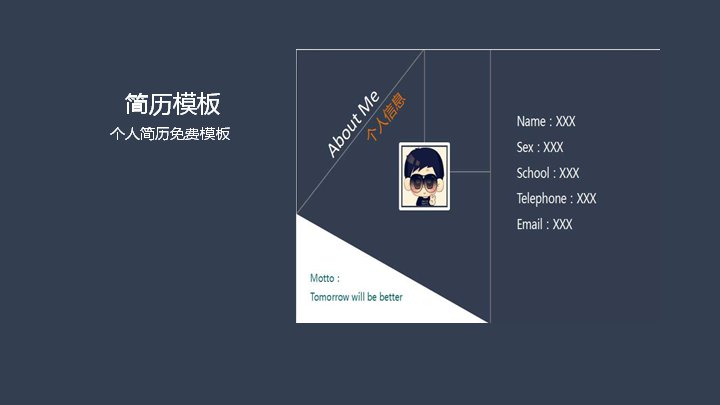 深蓝几何英文风个人简历模板（21页含四枚环形技能占比图）预览