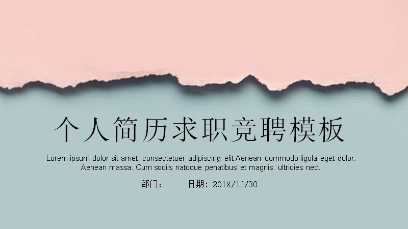 粉色撕裂纸边个人简历求职竞聘PPT模板（24页）预览