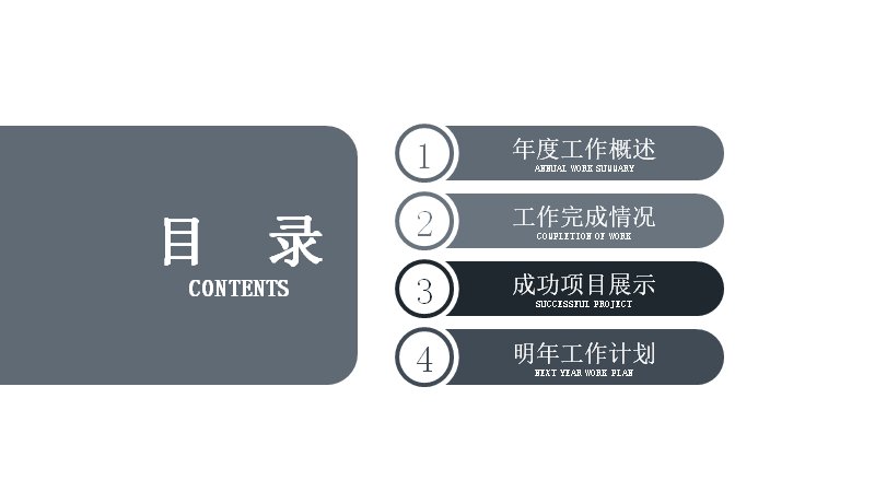 灰蓝简约商务年度工作总结PPT模板（22页图示版式）预览