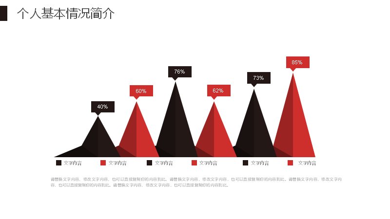 红黑撞色个人求职简历自我介绍PPT模板（24页百分比图示版式）预览