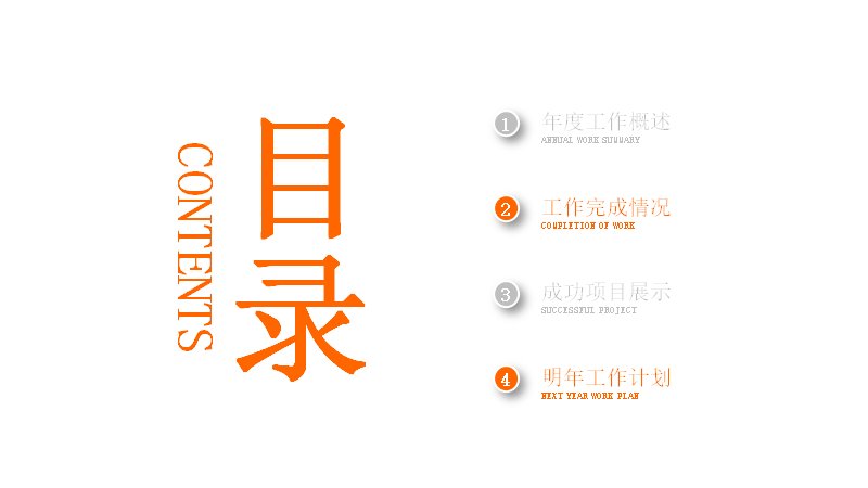 橙灰商务工作总结PPT模板（22页数据图表版式）预览
