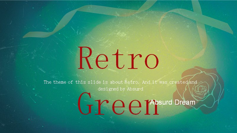 Retro Green复古墨绿浪漫风通用PPT模板（12页爱心玫瑰装饰版式）预览