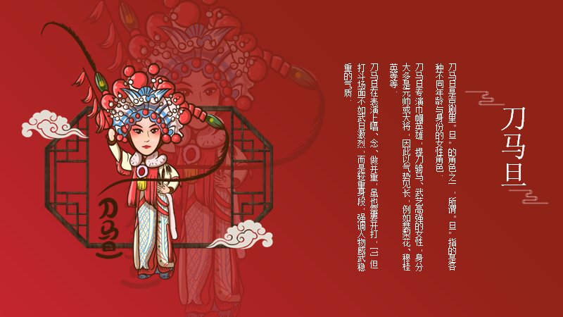 中国传统戏曲文化主题介绍PPT模板（26页中国红戏曲人物插画版式）预览