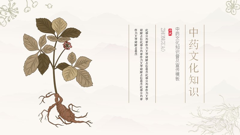 中药文化知识普及宣传PPT模板水墨风草本插画演示文稿预览