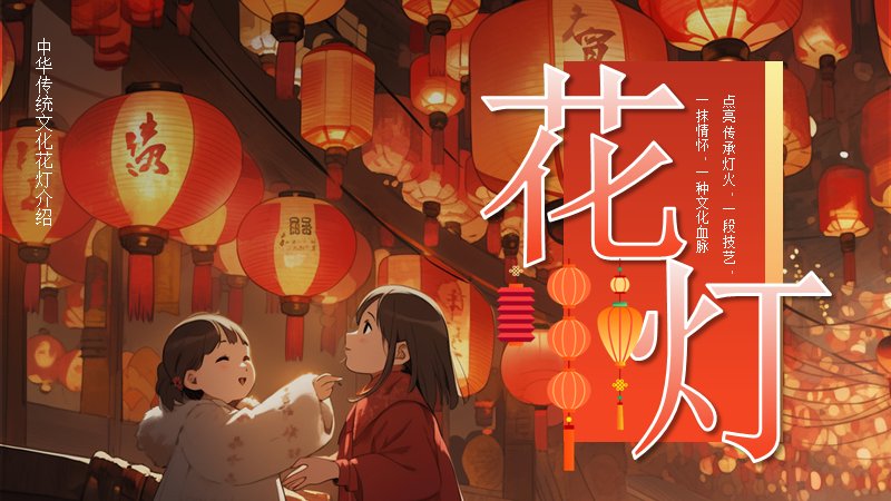 中华传统文化花灯介绍非遗主题模板（31页红金插画版式）预览