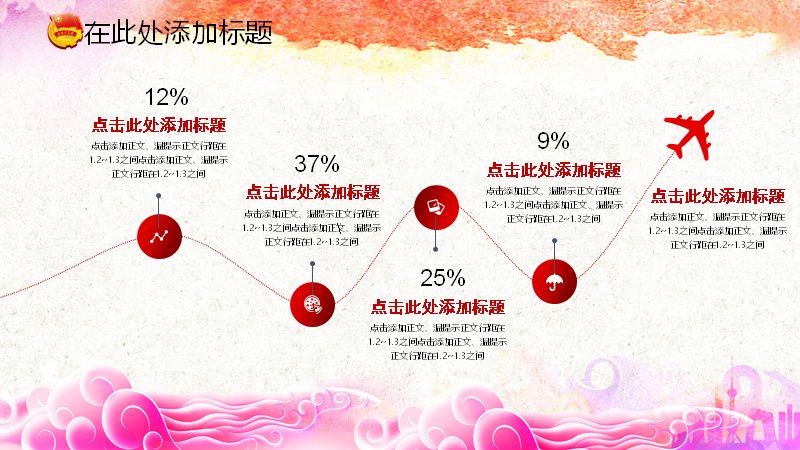 红色水彩风青年节主题工作汇报PPT模板预览