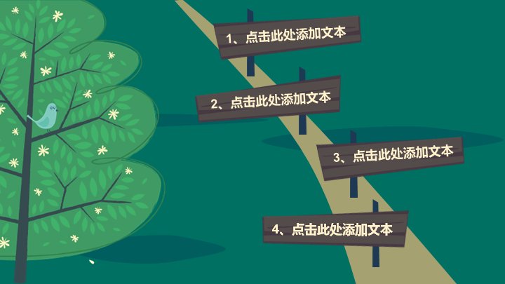 绘画风格PPT模板（15页森林绿手绘卡通教案版式）预览
