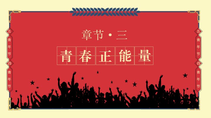 红色剪纸风五四青年节主题班会PPT模板预览