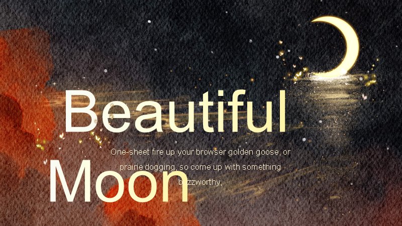 Beautiful Moon暗夜星空通用PPT模板（11页月夜插画版式）预览