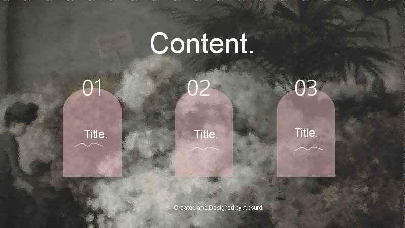 朦胧玫瑰油画复古粉调英文通用PPT模板预览