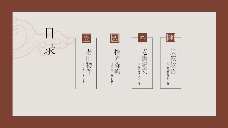 旧物件主题PPT模板（25页民国复古版式）预览