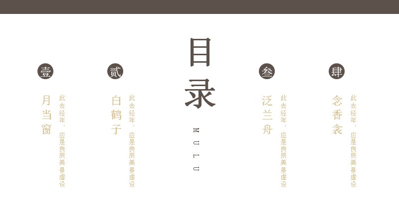 故人浣溪沙中国风诗词演示PPT模板（24页褐金版式）封面预览