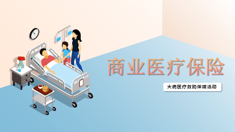 商业医疗保险宣传PPT模板（14页蓝橙渐变版式）预览