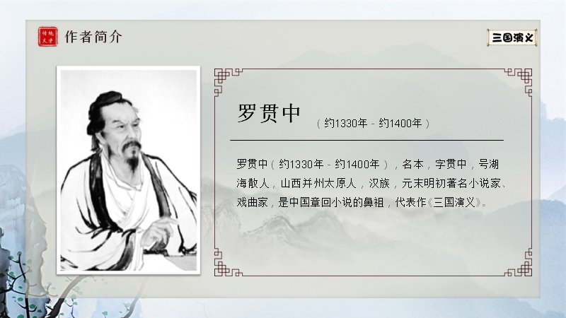 三国演义人物情节详解课件：六大人物小传与六大经典情节梳理预览