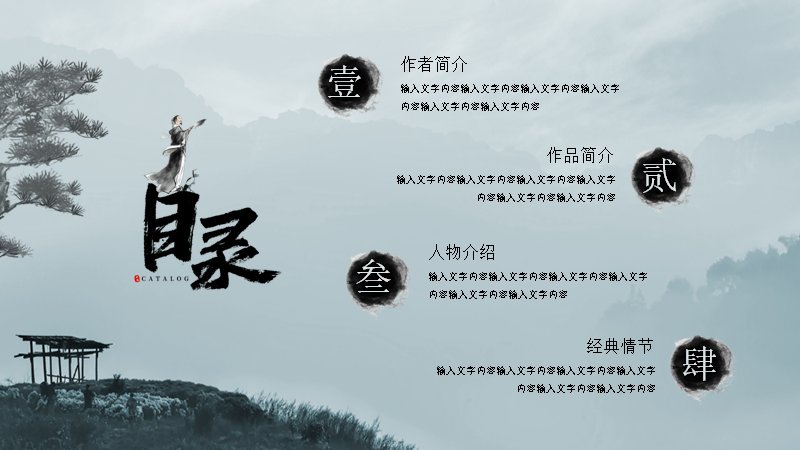 中国古典名著导读三国演义水墨风PPT模板预览