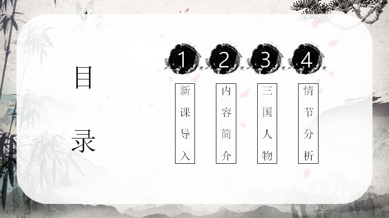 三国演义语文名著导读水墨竹韵PPT模板预览