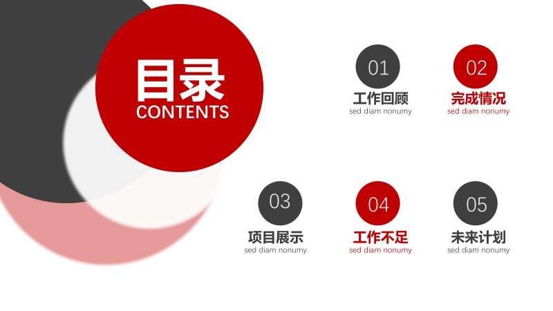 红色简约大气工作总结汇报PPT模板五大部分30页版预览