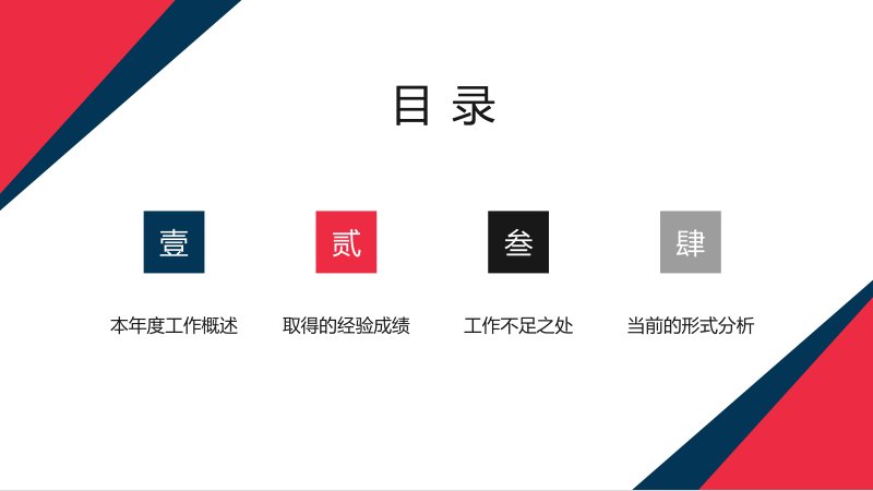 红蓝撞色工作总结暨工作计划PPT模板 循环与柱形版式预览