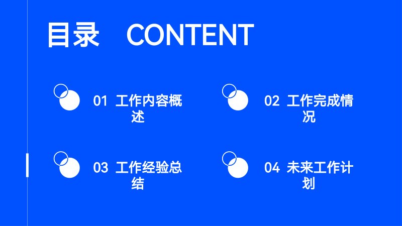 蓝色商务工作总结PPT模板：深蓝块面四段式述职汇报版预览