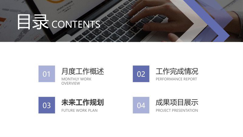 蓝色商务风月度工作总结报告PPT模板通用版可编辑预览